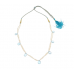 Necklace Strand String Beaded Blue Topaz Freshwater Pearl Stone Bead Women D963